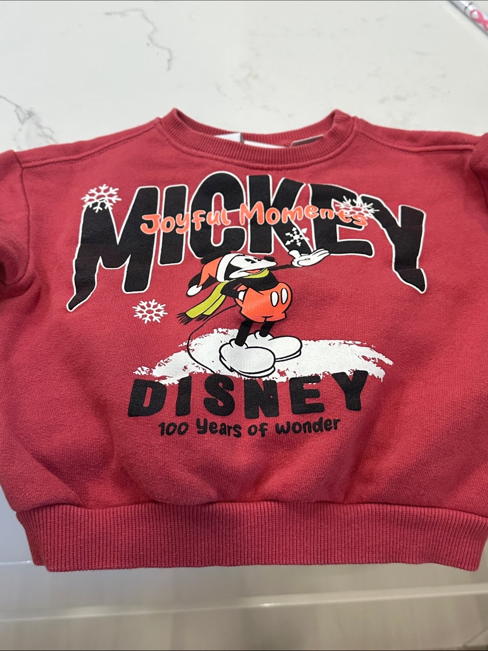 Zara 12-18M Disney Red Mickey Winter Graphic Kids Sweatshirt - Picture 8 of 8